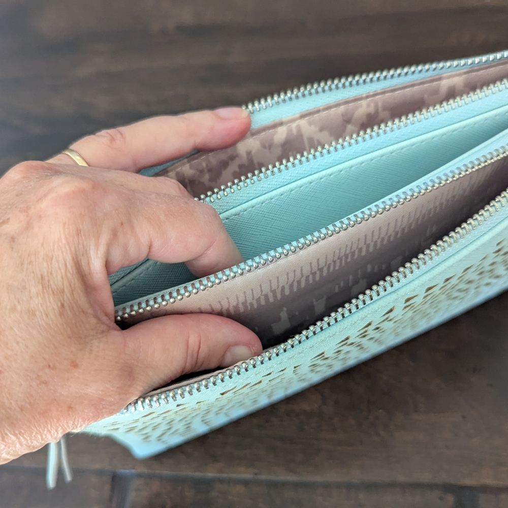 Stella & Dot Sky Blue Geometric Clutch - Picture 3 of 6